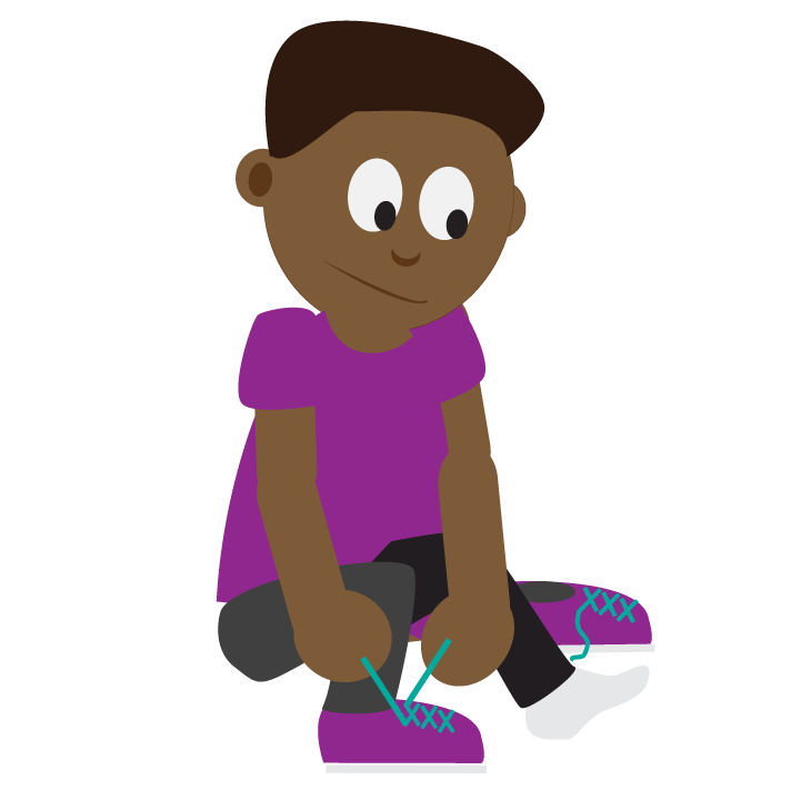 A child putting on shoes